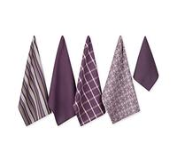 DII Lot de 5 torchons de Cuisine Assortis, torchons en Tissu de 45,7 x 71,1 cm et 33 x 33 cm, Couleur Aubergine