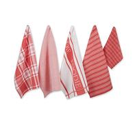 DII Lot de 5 torchons de Cuisine décoratifs Ultra absorbants pour Le Lavage et Le séchage (Serviettes 45,7 x 71,1 cm et torchons 33 x 33 cm) Corail