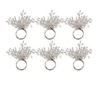 DII Lot de 6 Ronds de Serviette décoratifs pour Table de Noël, Thanksgiving, 10,2 cm de diamètre, étoile argentée perlée