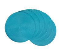 DII Lot de 6 Sets de Table Classiques tissés pour intérieur/extérieur, Rond, 38,1 cm de diamètre, Turquoise, 6 pièces