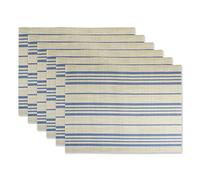 DII Lot de 6 Sets de Table en PVC tissé Motif Rayures Bleu