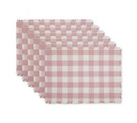 DII Lot de 6 Sets de Table épais à Franges à Carreaux 33 x 48 cm, Mauve pâle