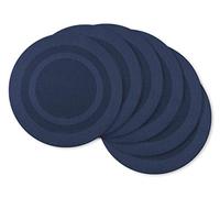 DII Lot de 6 Sets de Table Ronds tissés en PVC pour intérieur/extérieur, 34,9 cm, Bleu Nautique