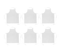 DII Lot de 6 tabliers de chef commercial, 100% coton, pour restaurant, bistro, café, serveuse, uniforme, durable, facile d'entretien, réglables pour le cou et la taille Blanc