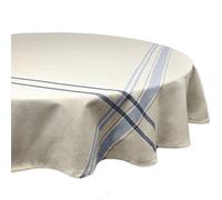 DII Nappe de Table à Manger à Rayures françaises, Style Farmhouse, 177,8 cm de diamètre, Taupe/Bleu
