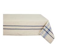 DII Nappe de Table à Manger à Rayures françaises, Style Farmhouse, en Lin, 152,4 x 264,2 cm, Taupe/Bleu
