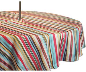 DII Nappe d'extérieur Printemps et été,Imperméable,avec Fermeture éclair et Trou pour Parapluie,pour fêtes de Jardin, barbecues et réunions de Famille,pour 2 à 4 Places,Rayures d'été Chaudes