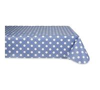 DII Nappe rectangulaire en Vinyle avec Envers en Flanelle, Motif à Pois, 152,4 x 259,1 cm, Bleu délavé