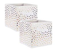 Non tissé PP Cube 11 x 11 x 11 Petits Pois, Gold Dots on White, Large Cube - Set of 2