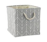 DII Panier de rangement pliable en polyester avec poignées en coton durable, solution de rangement pour bureau, chambre, placard, jouets et linge (33 x 33 x 33 cm) - Gris à chevrons