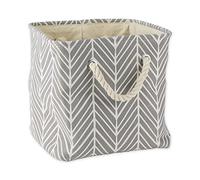 DII Panier de rangement pliable en polyester avec poignées en coton durable, solution de rangement pour bureau, chambre, placard, jouets et buanderie (28 x 28 x 28 cm) - Chevrons gris
