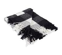 DII Plaid 100% Coton Buffalo Check pour intérieur/extérieur, Camping, Barbecue, Plage, Quotidien, 127 x 152 cm, Noir et Blanc