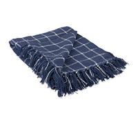 DII Plaid tissé à Carreaux en Coton, Bleu français, 127 x 152 cm