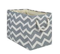DII Polyester Container with Handles, Chevron Storage Bin, Large, Gray