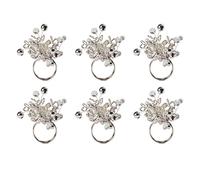 DII Ronds de Serviette pour Les Mariages, Les dîners, Les fêtes, ou Un Usage Quotidien, Lot de 6, Cluster Perles Sliver