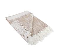 DII Rustic Farmhouse Couverture à Rayures en Coton avec Franges pour Chaise, canapé, Pique-Nique, Camping, Plage et Utilisation Quotidienne, 127 x 152,4 cm, Taupe Vieilli