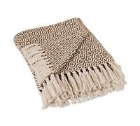 DII Rustic Farmhouse Double Diamond Woven Throw, 50x60, Brown
