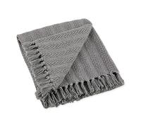 DII Rustique Farmhouse Couvre-lit en Coton texturé avec Franges pour Chaise, canapé, Pique-Nique, Camping, Plage, et Un Usage Quotidien, 127 x 152,4 cm - Tonal texturé Bleu French