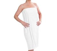 DII - Serviette de bain enveloppante - En microfibre - Pour femme - Ajustable - Avec turban pour cheveux - Lavable en machine - Parfait pour les dortoirs d'université, la piscine, la gym, la plage, le vestiaire, la salle de bain, pour le spa - Blanche, blanc, Regular