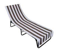 DII Serviette de Chaise de Plage à Rayures avec Poche supérieure ajustée, 66 x 208 cm, Pierre