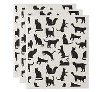 DII Suédois Lot de 3 torchons de Nettoyage 7,75 x 6,75 cm Motif Chats