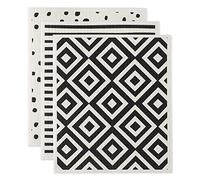 DII Suédois Lot de 3 torchons de Nettoyage Noir et Blanc 7,75 x 6,75 cm