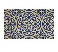 DII Tapis géométrique, Fibre de Coco, Bleu Tunisie, 17 x 29 cm