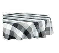 DII Tri-Color Check Collection Nappe Ronde 100% Coton Noir 178 cm