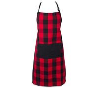 DII Unisex Buffalo Check Kitchen Collection, Classic Farmhouse Chef Apron, One Size, Red & Black