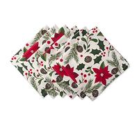DII Woodland Holly Lot de 6 Serviettes de Table et de Cuisine Motif Houx de Noël 50,8 x 50,8 cm, Poinsettia et Verdure de Noël