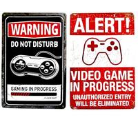 DiiliHiiri 2 x 1 Poster de gaming humoristique en tôle - 30 x 20 cm - Cadeau hilarant pour gamers | Décoration amusante pour salle de jeu | Panneau humoristique pour joueurs (2635-232-289)
