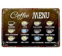 DiiliHiiri Affiche Vintage Cafe Menu - Panneau Vintage 30 x 20 cm - Vintage Cafe Menu | Cadeau pour les amateurs de café | Décoration de panneau de café | Plaque décorative (2635-287)