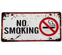 DiiliHiiri Panneau Interdit de Fumer pour Bar Pub Café ou Salon de Coiffure Placage Dimensions 30x15 cm Signalisation de non-fumeur Avis Plaque Affiche Signalisation NO Smoking
