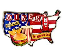 DiiliHiiri Panneau Vintage en métal Lumineux Artisanat Accessoires Décoration Maison Rétro (American Diner)