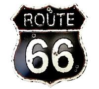 DiiliHiiri Plaque en tôle de la Route 66 - 32 x 29 cm - Plaque originale rétro de l'American Retro Sign Company pour bar, pub, café, garage et atelier. Décoration vintage des années 50 (9542-2) Noir