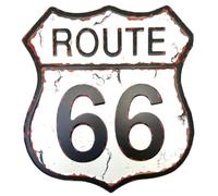 DiiliHiiri Plaque en tôle de la Route 66 - 32 x 29 cm - Plaque rétro de l'American Retro Sign Company pour bar, pub, café, garage et atelier. Décoration vintage des années 50 (9542-1) Blanc