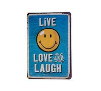 DiiliHiiri Plaque murale en tôle style vintage avec motif créatif pour décoration de bars, cafés, etc. Live Love Laugh