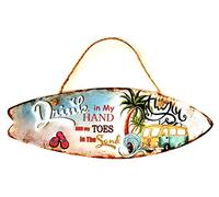 DiiliHiiri Plaque Surf en tôle rétro style vintage en métal pour décoration de maison (Drink In My Hand My Toes In The Sand)