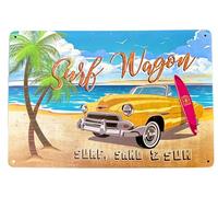 DiiliHiiri Poster plaque vintage surf - 30 x 20 cm - Plaque décorative rétro à offrir aux surfeurs | Panneau en tôle style ancien surfeur pour fans de la plage (2635-210)