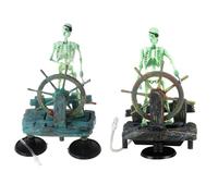 DIIOOMIEEU Décorations pour aquarium en forme de crâne - Petit squelette de pirate - Accessoires de paysage avec tuyau d'air