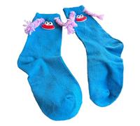DIIOOMIEEU Harajuku Chaussettes tressées 3D pour femme Motif bouche de saucisse Style dessin animé Couleur unie Mignon Moche Poupée Milieu Chaussettes mollet