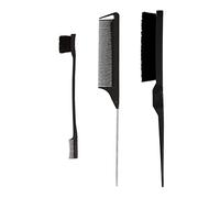DIIOOMIEEU Lot de 3 brosses à cheveux avec brosse double face, peigne queue de rat et peigne pour barbier