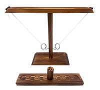 DIIQII Hook Ring Toss Game: Jeu D'anneau De Lancer en Bois Crochets Battle Jeux De Société avec Ensemble D'échelle for Kids Adult - Jeu de Fête pour S'amuser Au de la Famille (40 cm Large)