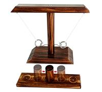 DIIQII Hook Ring Toss Game: Jeu D'anneau De Lancer en Bois Crochets Battle Jeux De Société avec Ensemble D'échelle for Kids Adult - Jeu de Fête pour S'amuser Au de la Famille (25cm Médian-N)