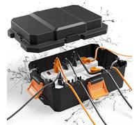 Diivoo Grand Boitier Etanche (34,41 * 24,3 * 14,93 cm), Protection de Prise Boite Etanche Electrique Exterieur, Cache Rallonge Résistant aux Lntempéries, Pour Multiprise, Lumières de Noël, Noir
