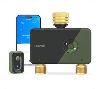 Diivoo Ordinateur d'arrosage Wi-Fi avec 2 sorties, connecteurs en laiton et 12 horaires, minuterie intelligente compatible avec APP, Alexa & Google, retard de pluie et 2 modes pour jardin, pelouse et