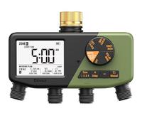 Diivoo Programmateur Arrosage 4 Voies, Entrée en Laiton, IP68 Programmateur Arrosage Automatique avec Grand Écran, Retard de Pluie, Irrigation Manuelle, Minuteur Arrosage pour Jardin, Pelouse