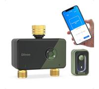 Diivoo Programmateur Arrosage WiFi 2 Zones avec Entrée et Sortie en Laiton, Minuteur Arrosage Intelligent avec Compatible avec APP et Vocal Alexa, Programmateur Arrosage WiFi pour Jardin et Pelouse