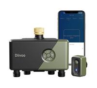 Diivoo Programmateur Arrosage WiFi 4 Voies avec Entrée en Laiton, Programador Riego WiFi Compatible avec Alexa/Google Assistant, Minuterie D'irrigation Programmable pour Jardin et Pelouse