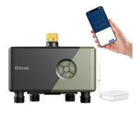 Diivoo Programmateur Arrosage WiFi 4 Voies avec Entrée Laiton,Connexion WiFi et Ethernet,Compatible avec Alexa/Google Assistant, 24 Programmes d’irrigation, Programmateur Arrosage Connecté pour Jardin